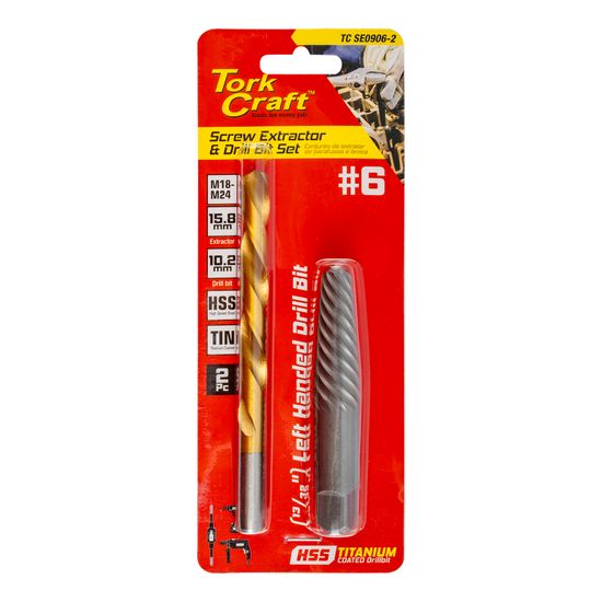 Screw Extractor Set 2pc No.6 With Left Hand Drill Bit
